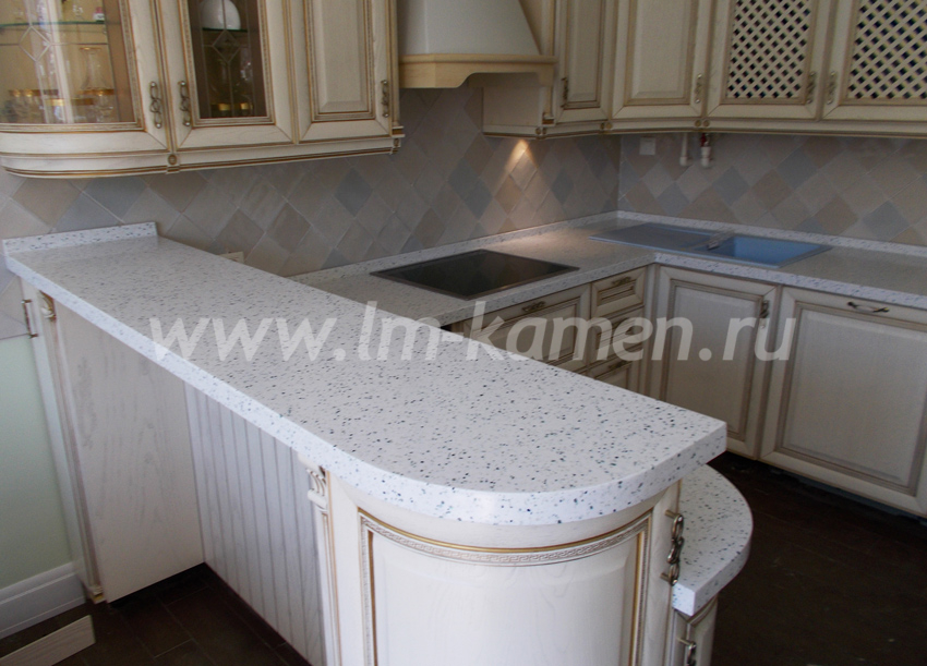 Белая барная стойка из камня DuPont Corian Eclipse — www.lm-kamen.ru