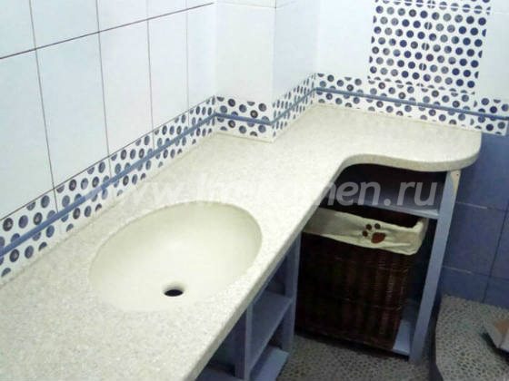 Столешница в ванную с раковиной Corian Sahara — www.lm-kamen.ru