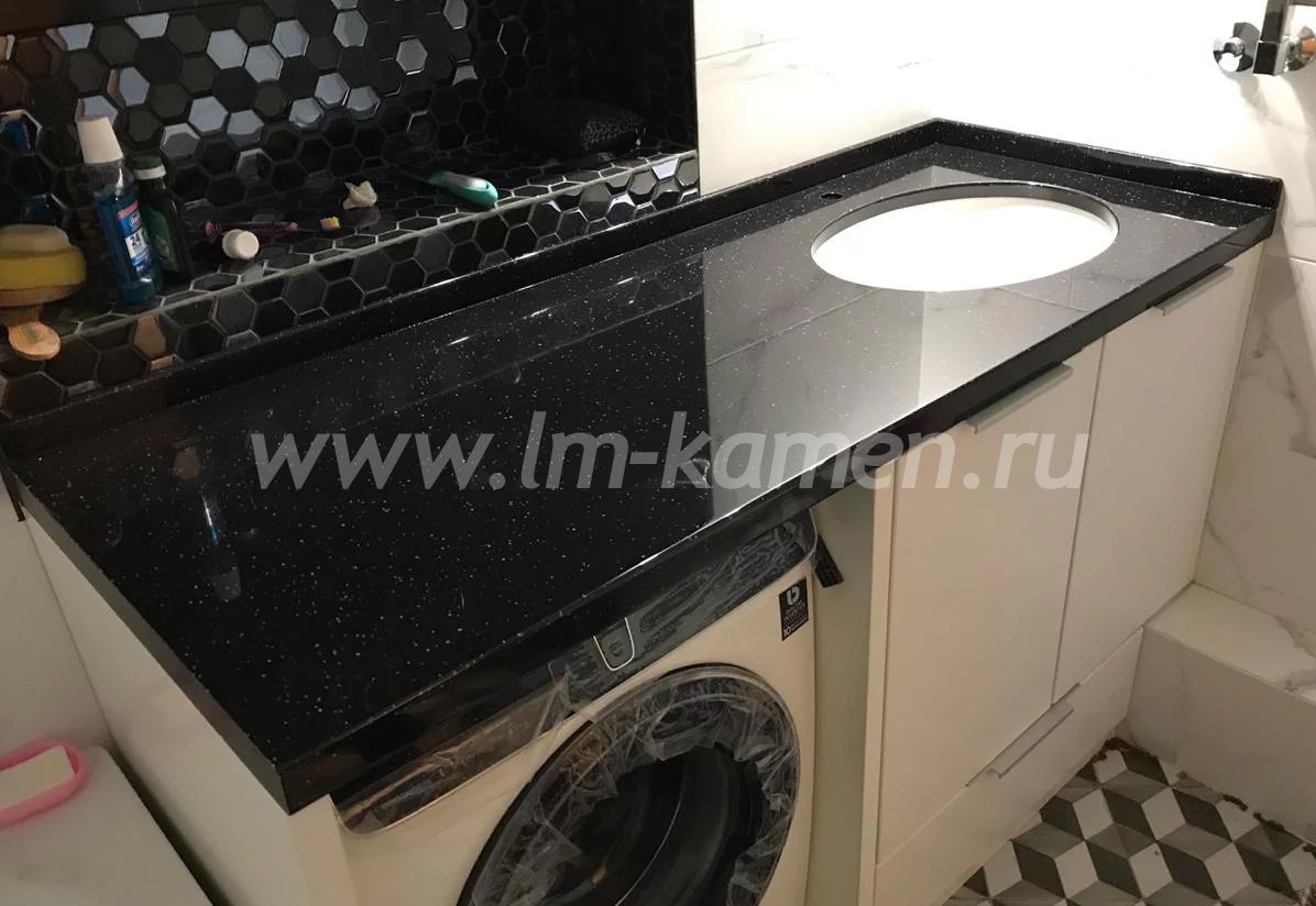 Черная столешница для ванной Samsung Staron — www.lm-kamen.ru